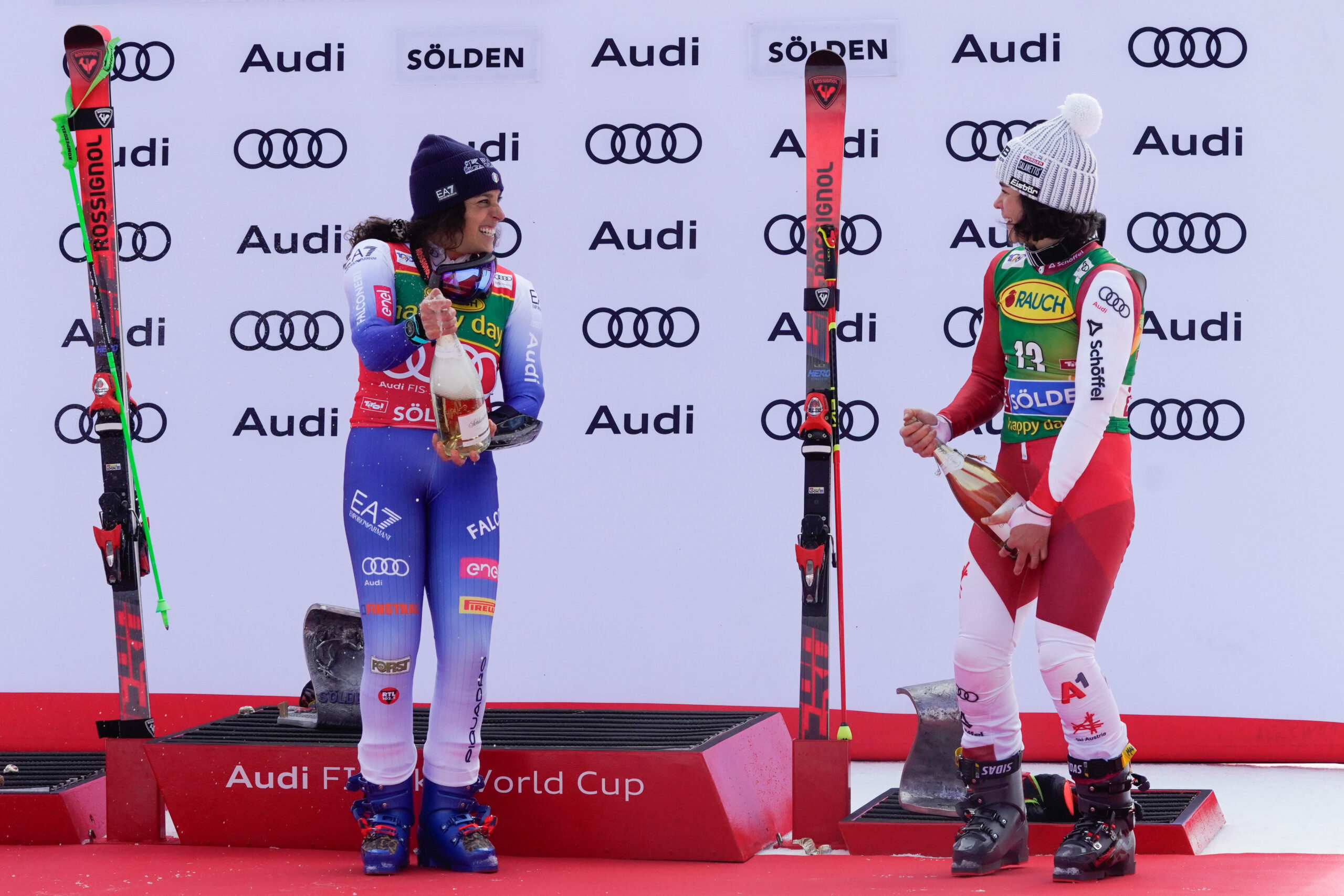 Brignone e Scheib sul podio a Sölden nel 2024 ©Pentaphoto