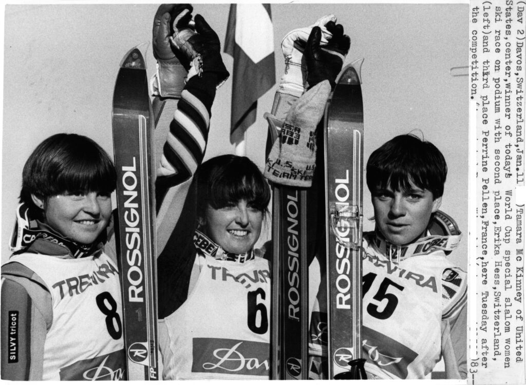 Da sinistra: Erika Hess, Tamara McKinney e Perrine Pellen, grandi campionesse dei primi anni ’80 ©Pentaphoto