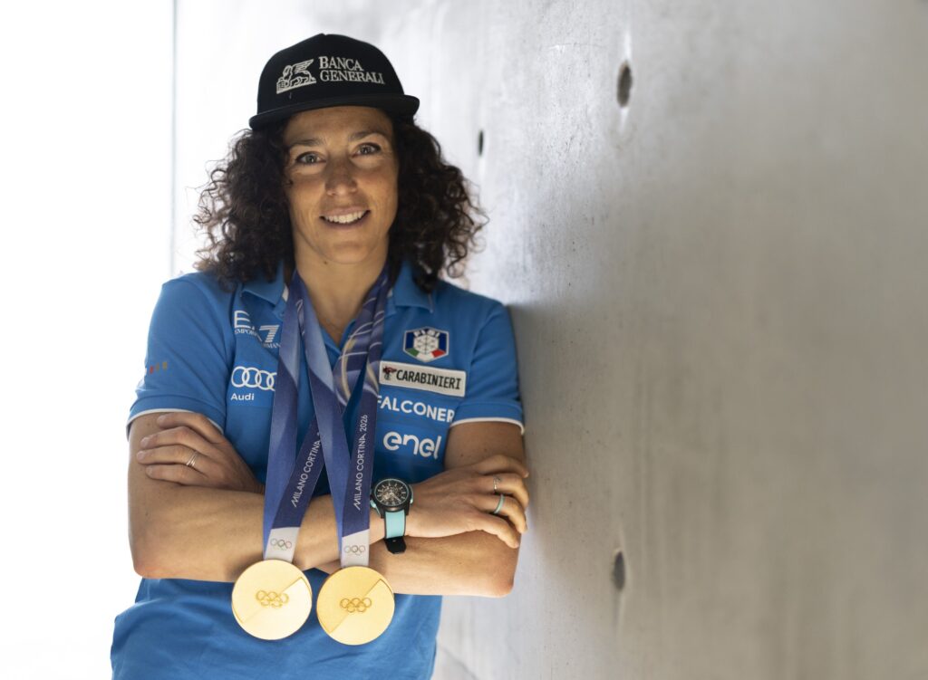 Federica Brignone a Milano, con i due ori olimpici in gigante e superG ©Pentaphoto