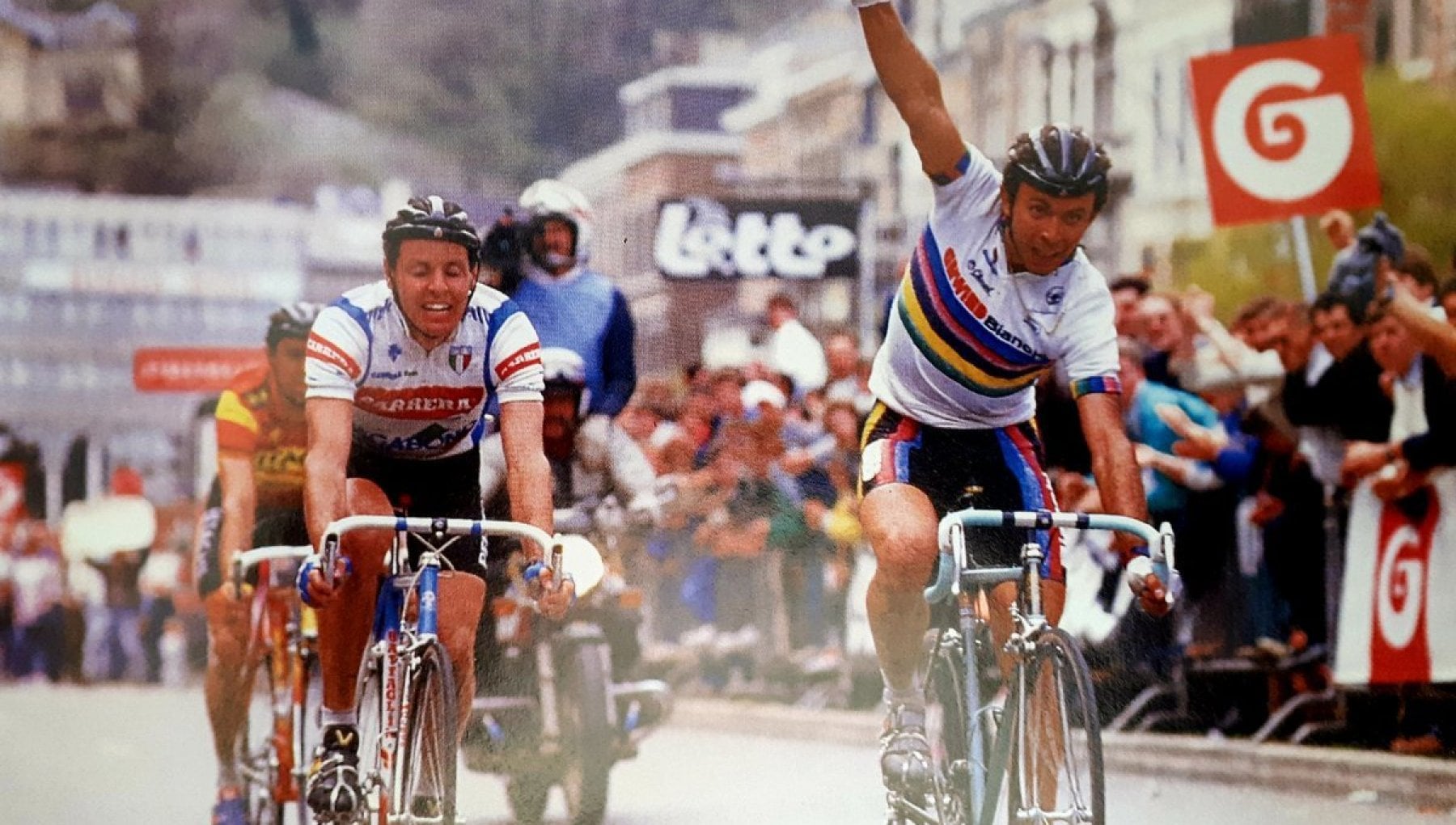 Moreno Argentin vince in maniera incredibile la Liegi-Bastogne-Liegi 1987, beffando Roche e Criquelion proprio sul traguardo