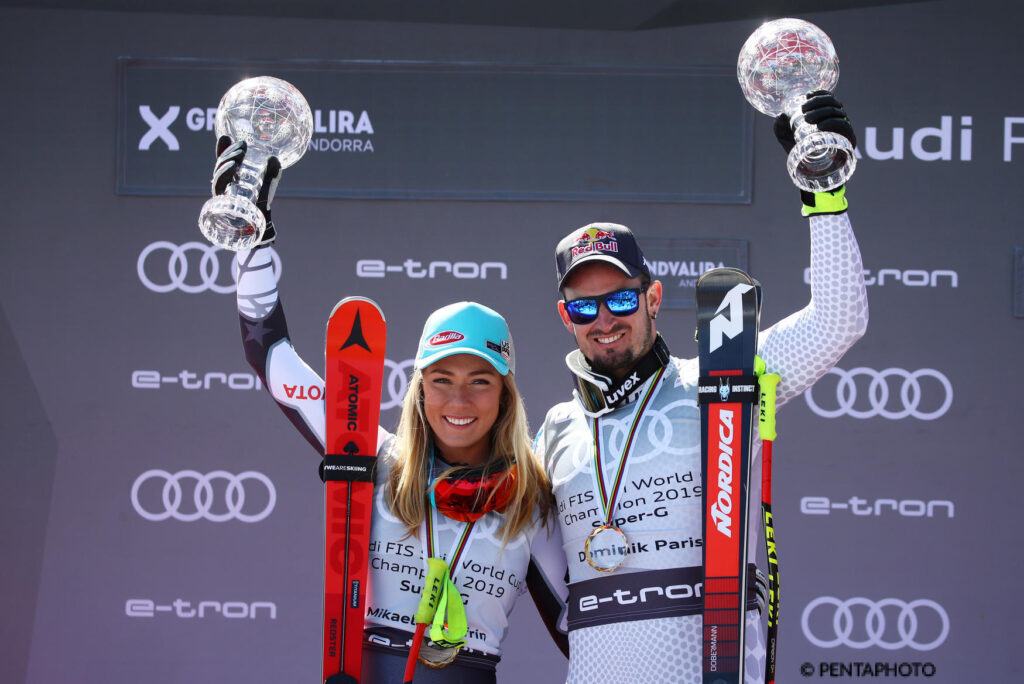 Shiffrin e Paris con la Coppa di superG nel 2018-2019 ©Pentaphoto