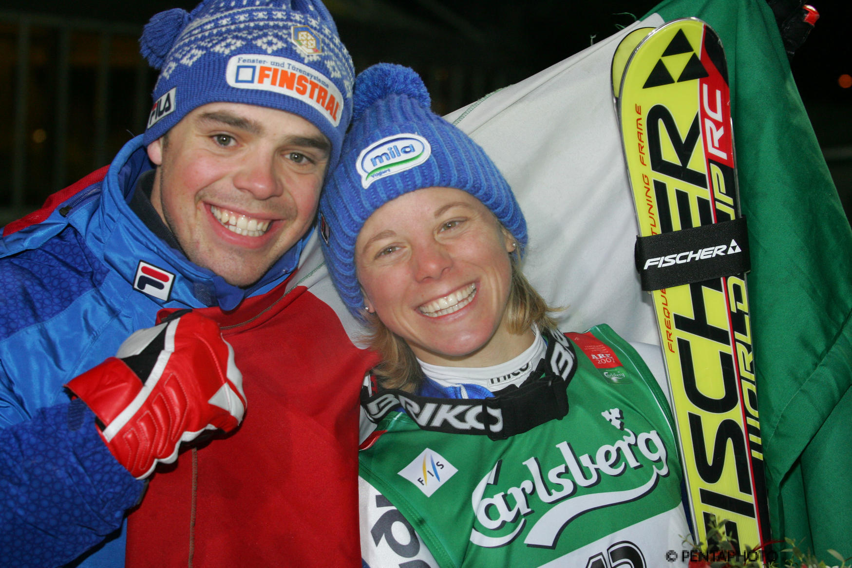 Peter Fill con la cugina Denise Karbon nel 2007 ©Pentaphoto