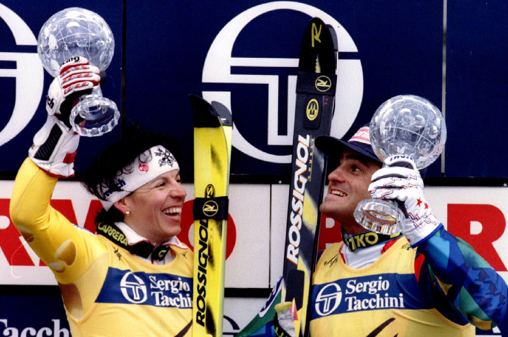 Vreni Schneider e Alberto Tomba a Bormio nel 1995