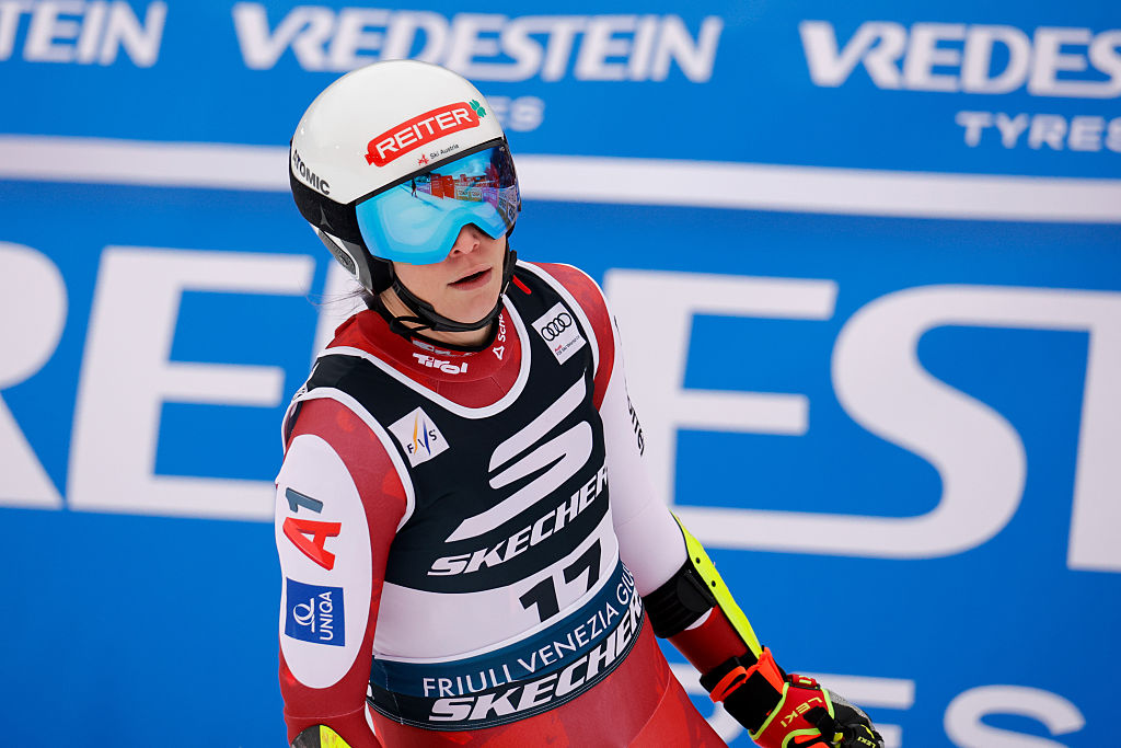 Mirjam Puchner, 33 anni, 2 vittorie e 9 podi in Coppa del Mondo, curiosamente mai sul secondo gradino del podio. Ma è argento iridato in carica in discesa e fu argento olimpico in superG nel 2022 a Beijing ©Pentaphoto