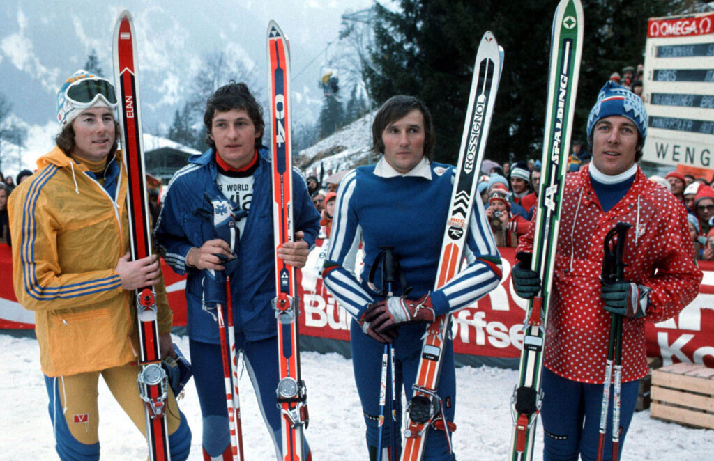 Da sinistra: Stenmark, Klammer, Gros e Thöni nel 1976 ©Pentaphoto