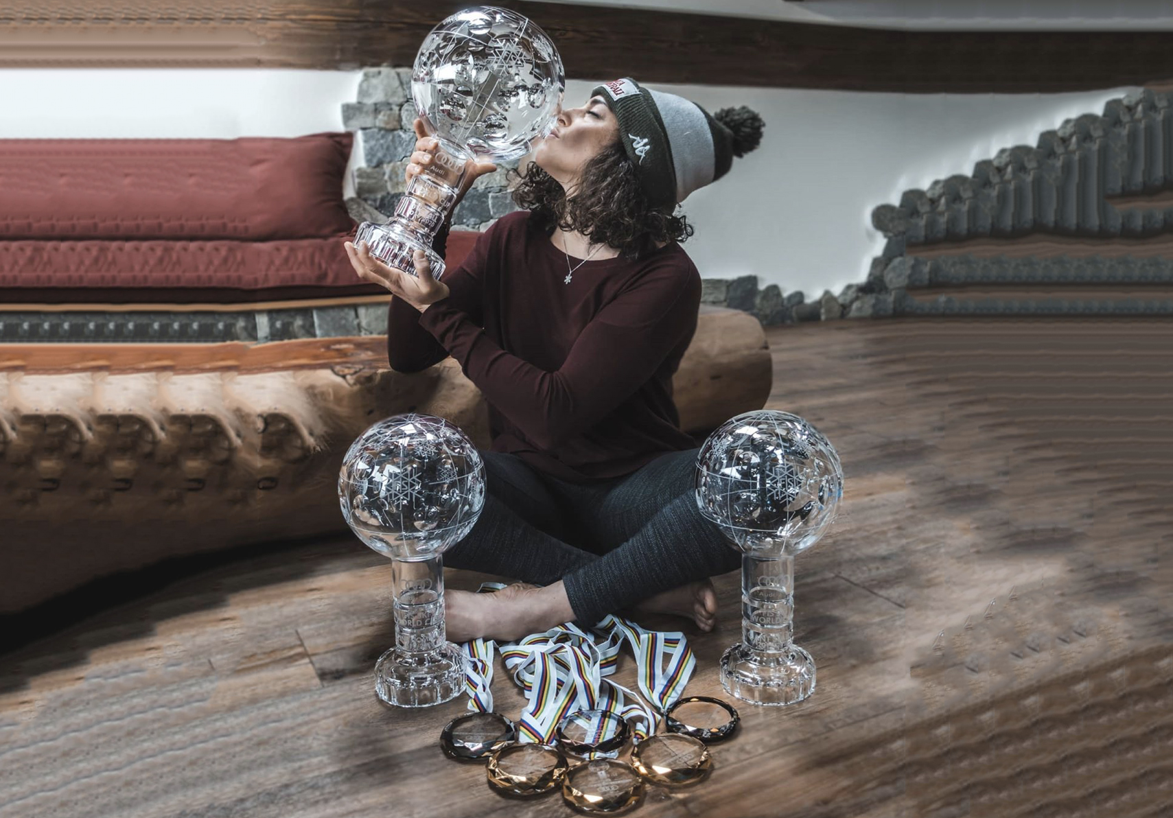 Federica Brignone con la prima Coppa del Mondo generale: sua e dell'Italia femminile, 2020 ©Pentaphoto