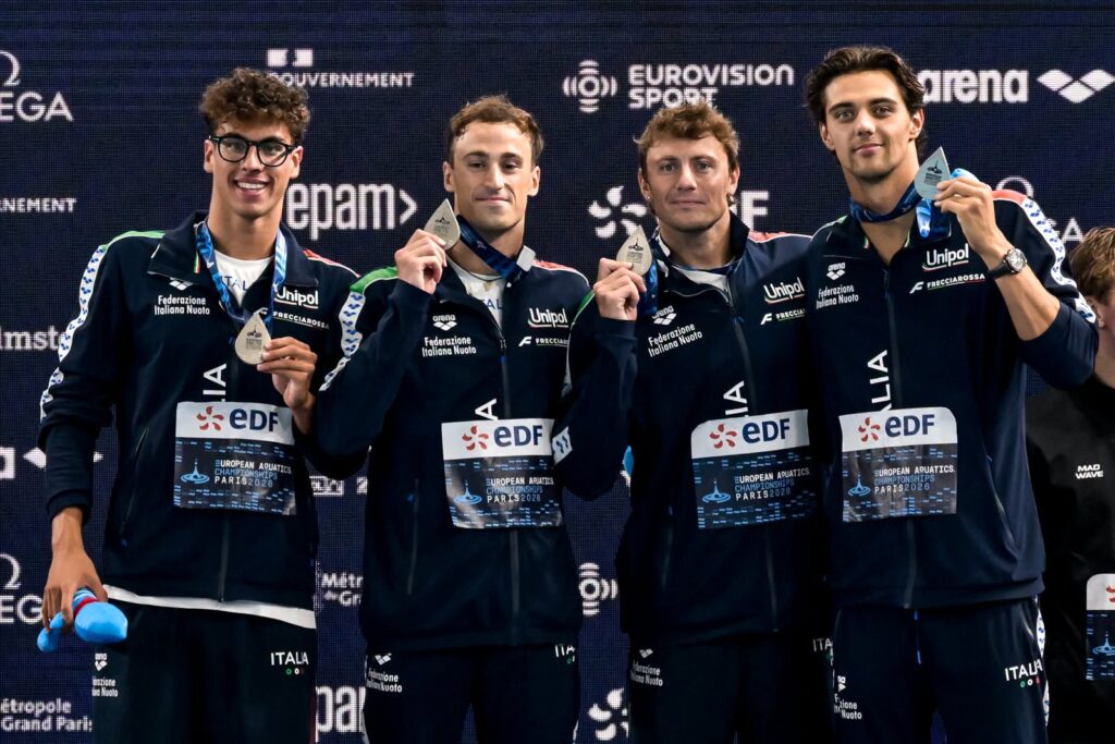 D'Ambrosio, Razzetti, Martinenghi, Ceccon. Argento nella 4x100 misti ©FIN 