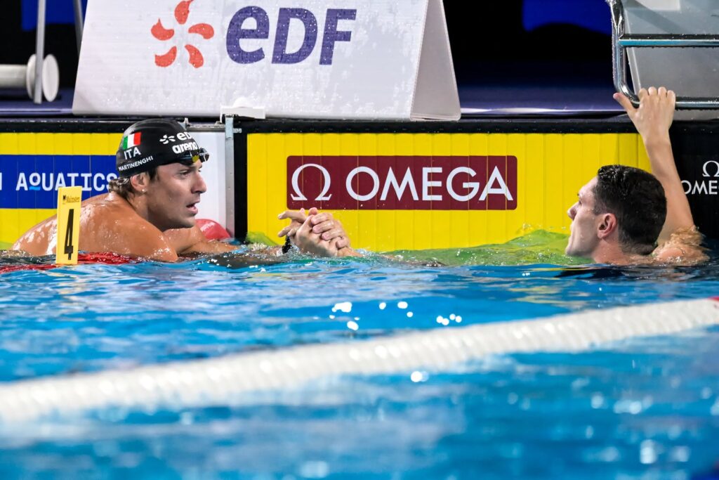 Martinenghi-Cerasuolo, oro e argento sui 50 rana a Parigi 2026  e Roma 2022 ©FIN