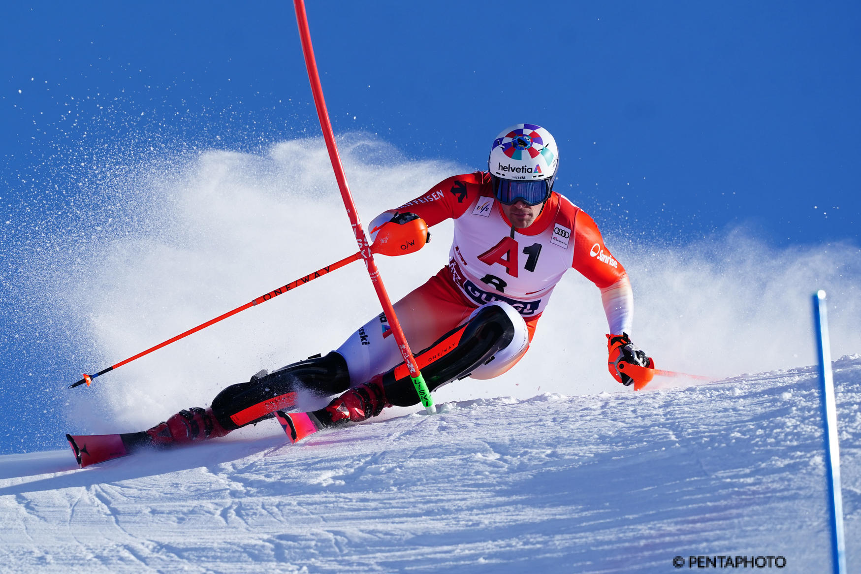 Daniel Yule. Ultimo successo in Coppa del Mondo a Chamonix, in slalom, il 4 febbraio 2024 ©Pentaphoto