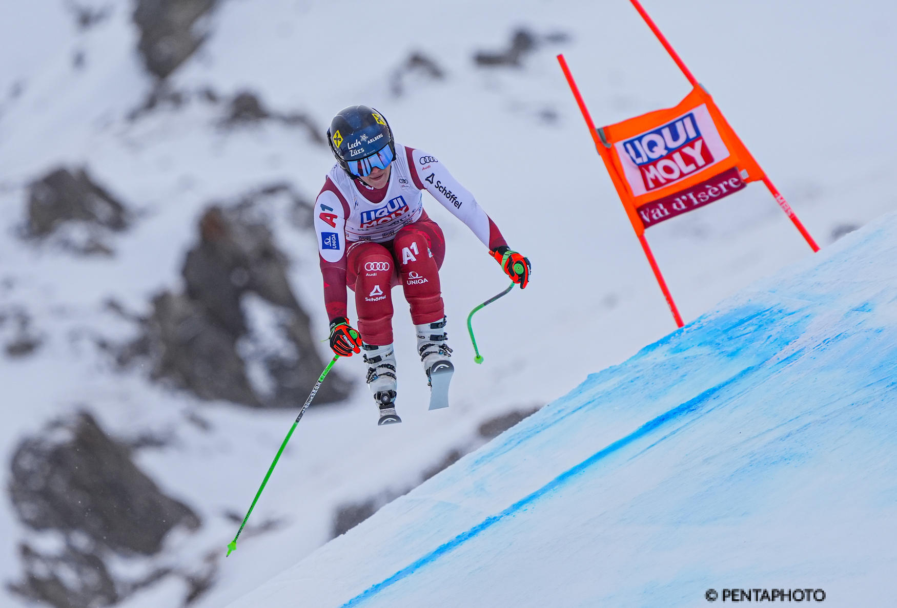 Magdalena Egger, austriaca, classe 2001, a St. Moritz in discesa nell'ultima stagione ha ottenuto il primo podio in Coppa del Mondo ©Pentaphoto