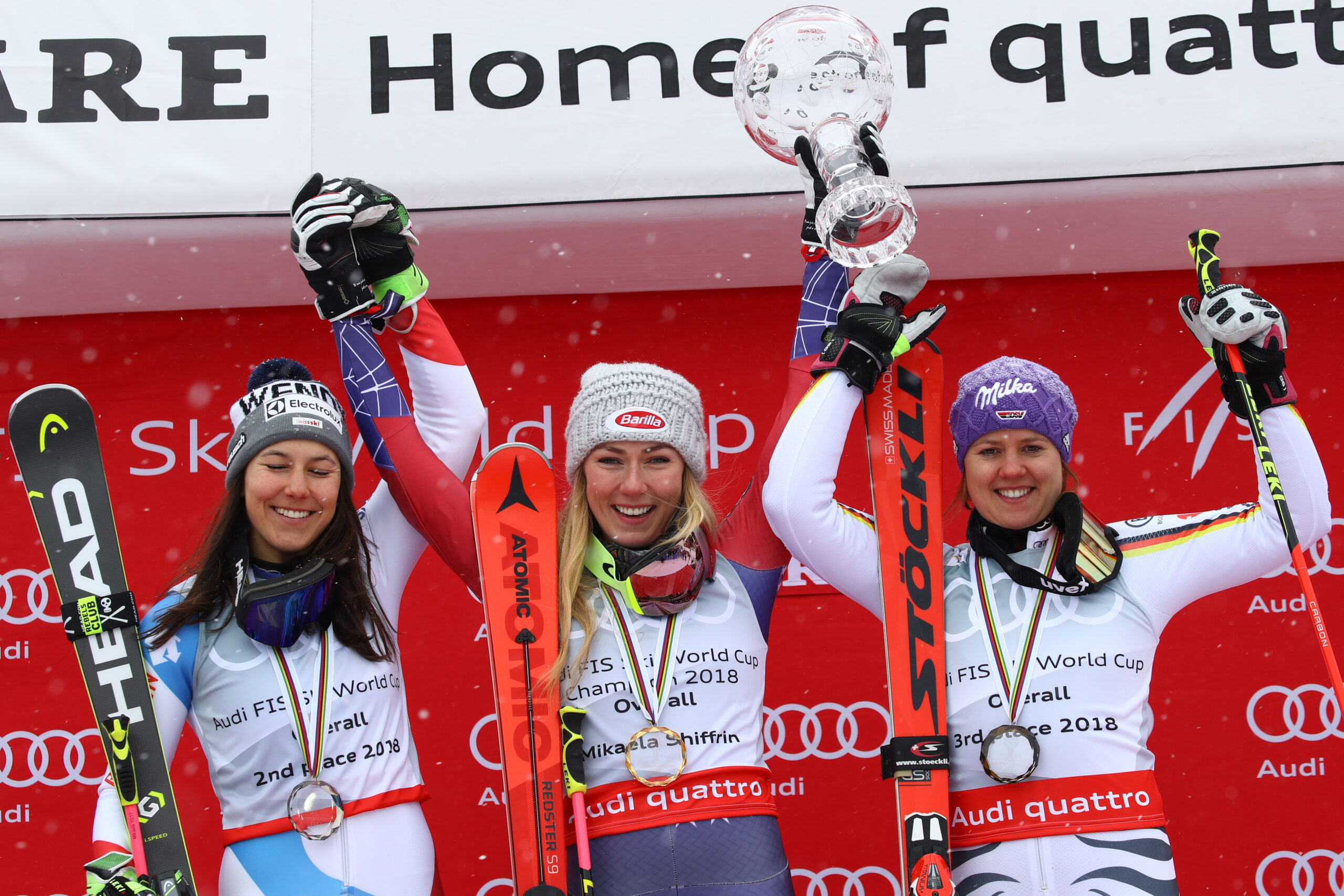 Holdener, Shiffrin e Rebensburg sul podio della classifica generale 2017-2018 ©Pentaphoto