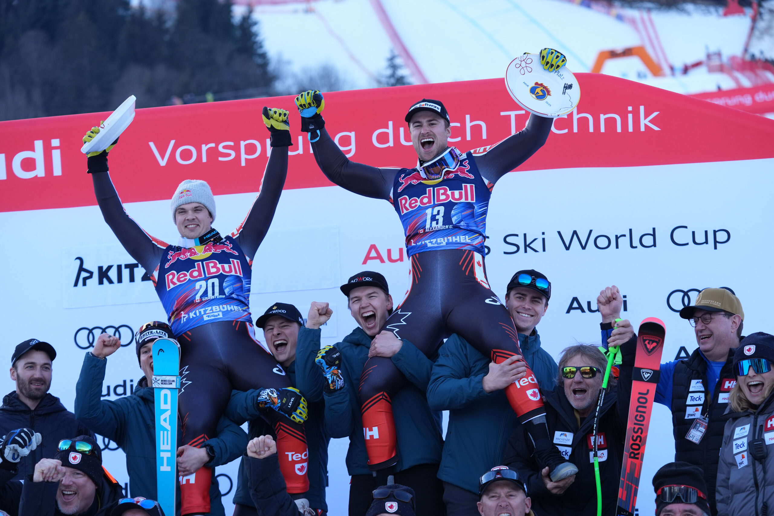 E' il 25 gennaio 2025: James Crawford vince a Kitz, in discesa, sulla Streif; 3° è il compagno di squadra Cameron Alexander! Doppietta canadese in discesa al maschile: non accadeva da 13 anni. ©Pentaphoto