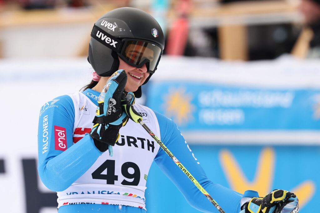 Ambra Pomarè, 21 anni, una vittoria in gigante in Coppa Europa a Zinal, il 2 dicembre 2025 ©Pentaphoto