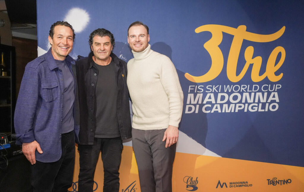 Rocca, Tomba e Razzoli alla presentazione dello slalom di Madonna di Campiglio ©Pentaphoto