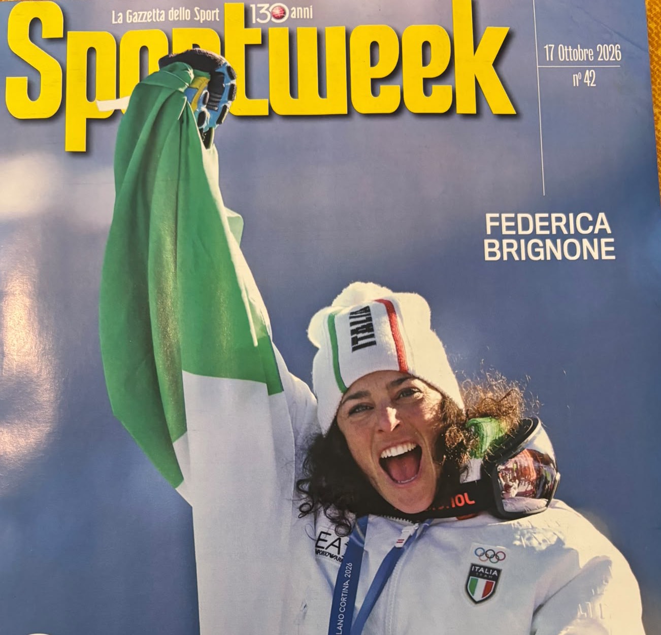 Federica Brignone sulla copertina di Sport Week sabato 17 ottobre 2026