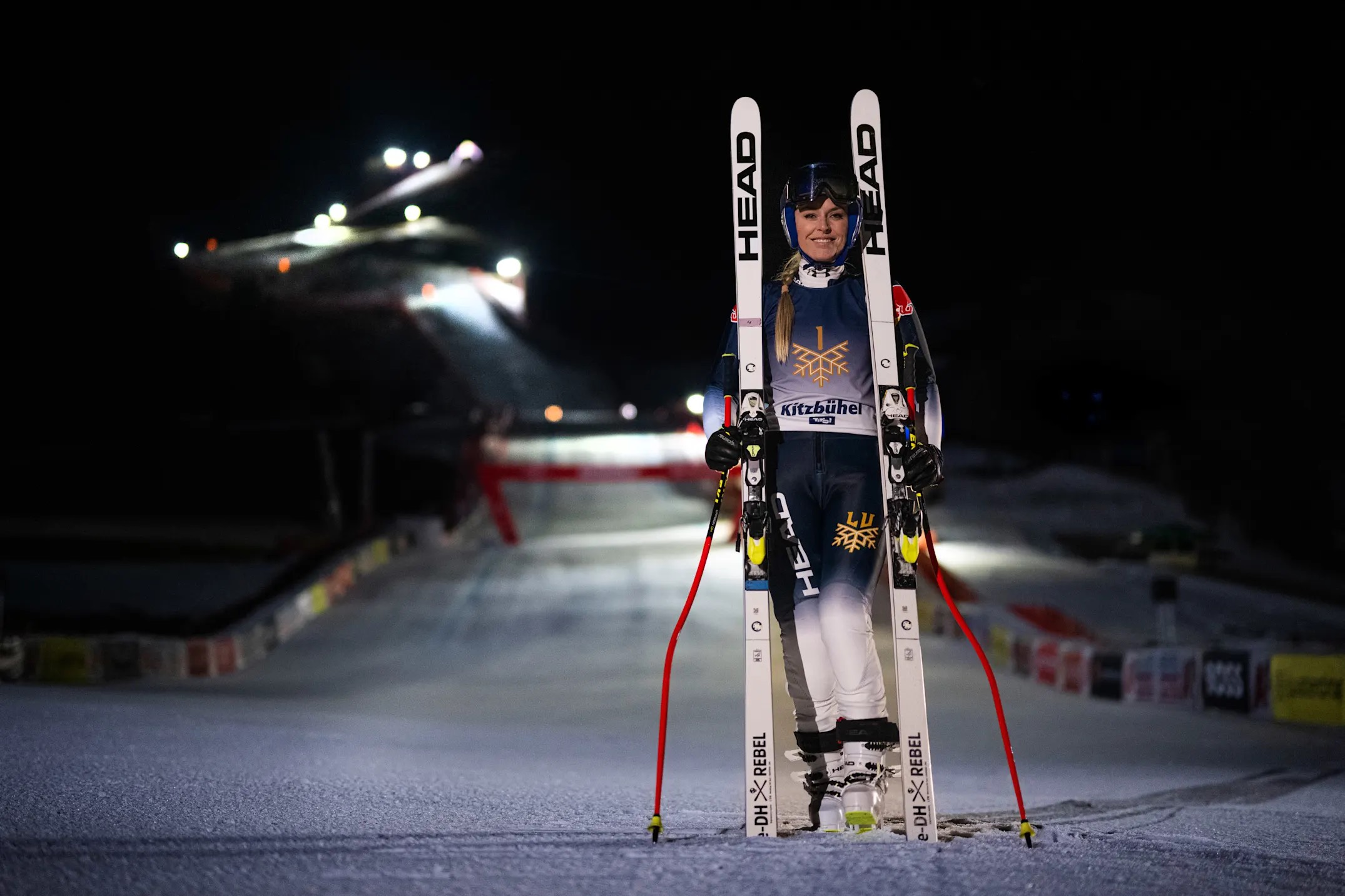 Kitzbühel, 20 gennaio 2023: Lindsey Vonn al termine della Streif ©Jorg Mitter / Red Bull