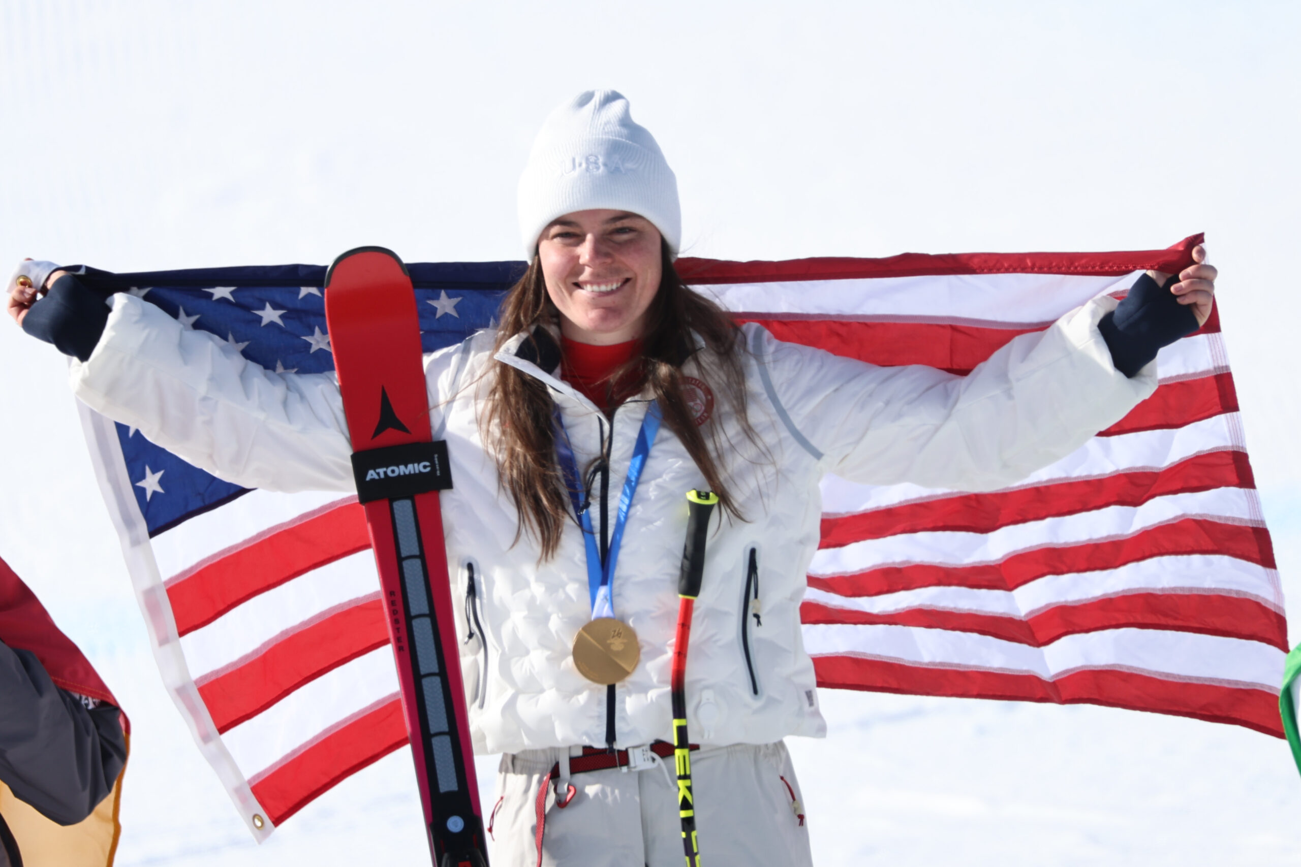 Breezy Johnson, 30 anni, statunitense del Wyoming, oro olimpico e mondiale in carica in discesa libera. Non ha mai vinto una gara in Coppa del Mondo ©Pentaphoto