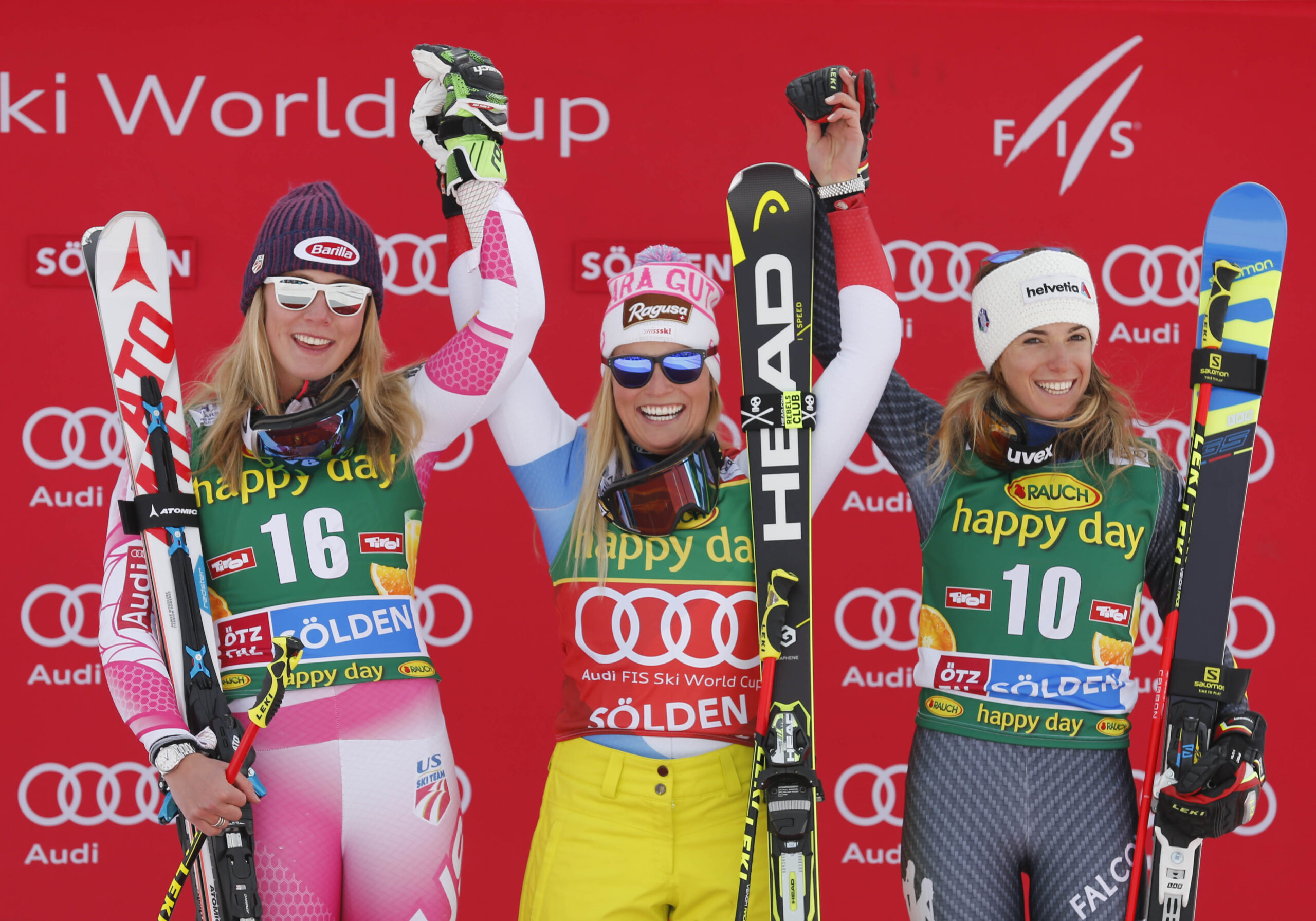 Sölden, 22 ottobre 2016: primo podio in Coppa del Mondo (e sul Rettenbach) per Marta Bassino! Vinse Gut davanti a Shiffrin ©Pentaphoto
