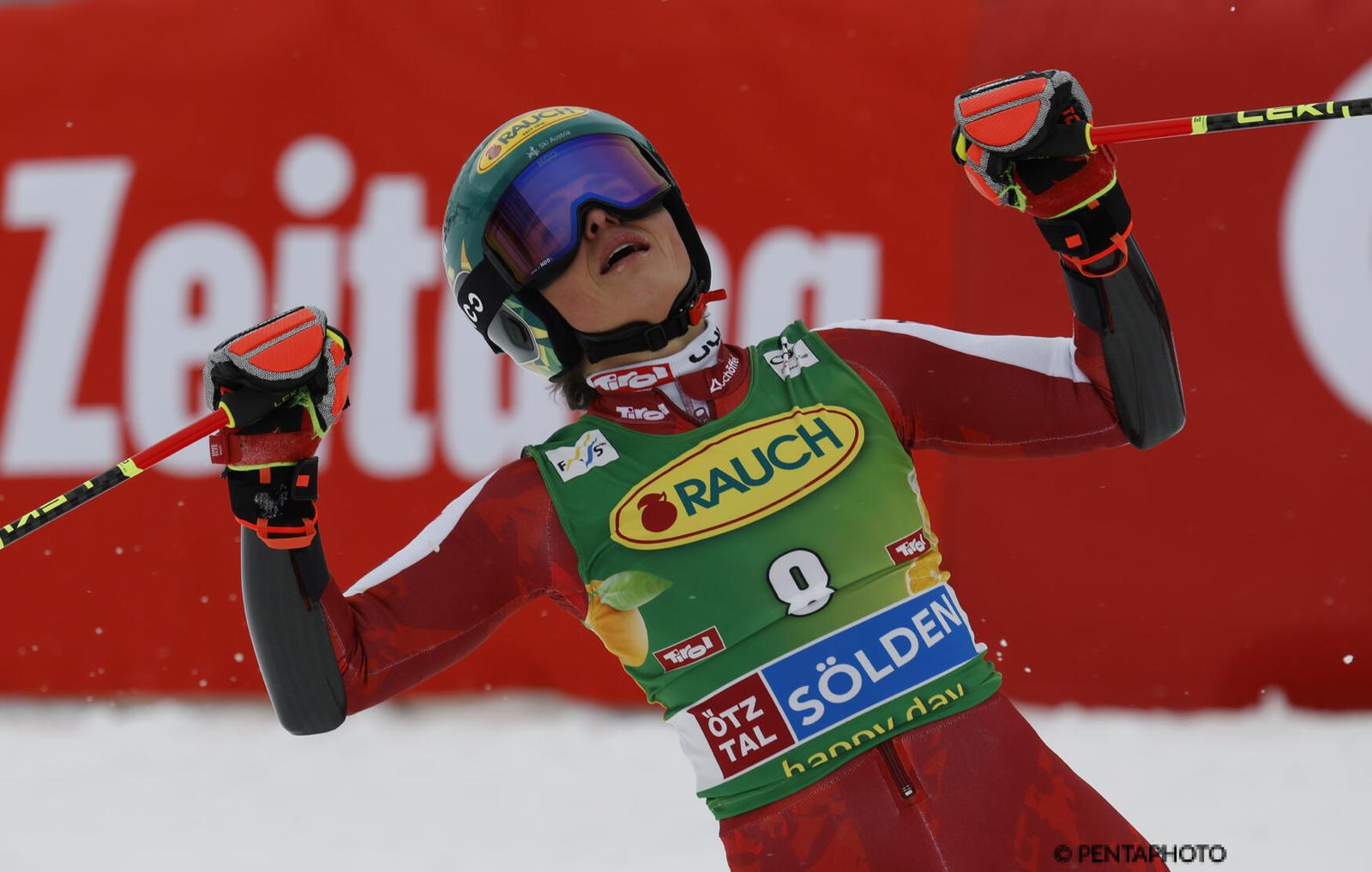 Julia Scheib, austriaca, 28 anni, 5 vittorie e 9 podi in Coppa del Mondo. Tutti in slalom gigante ©Pentaphoto